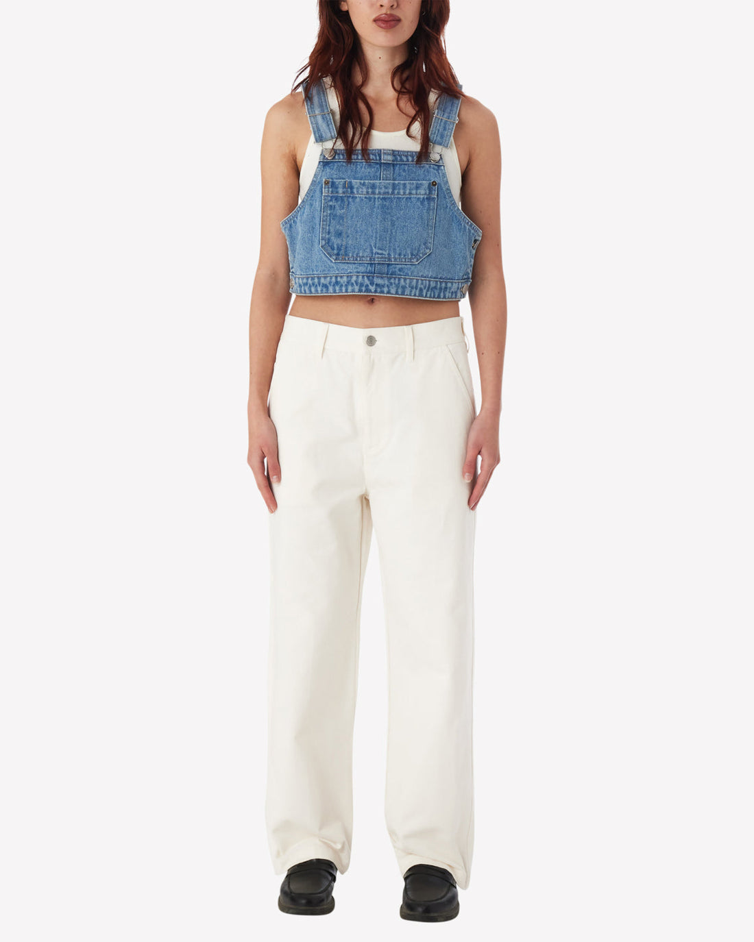 OBEY CROPPED OVERALL DENIM TOP SHIRT OBEY   