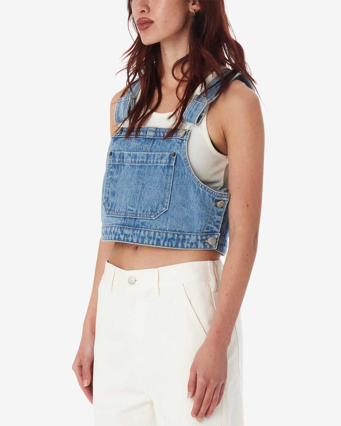 OBEY CROPPED OVERALL DENIM TOP SHIRT OBEY   