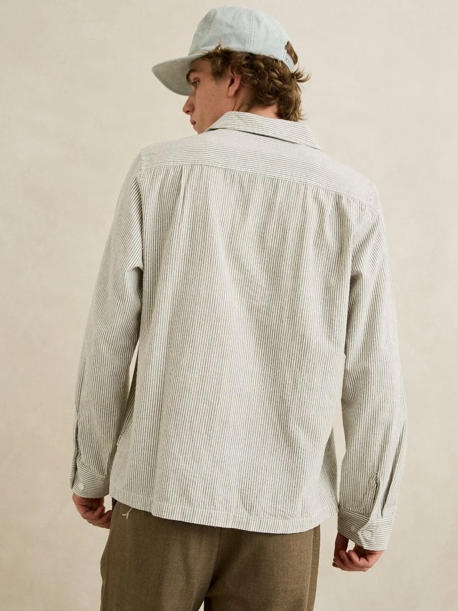 RHYTHM BANK STRIPE LONG-SLEEVE SHIRT - OLIVE