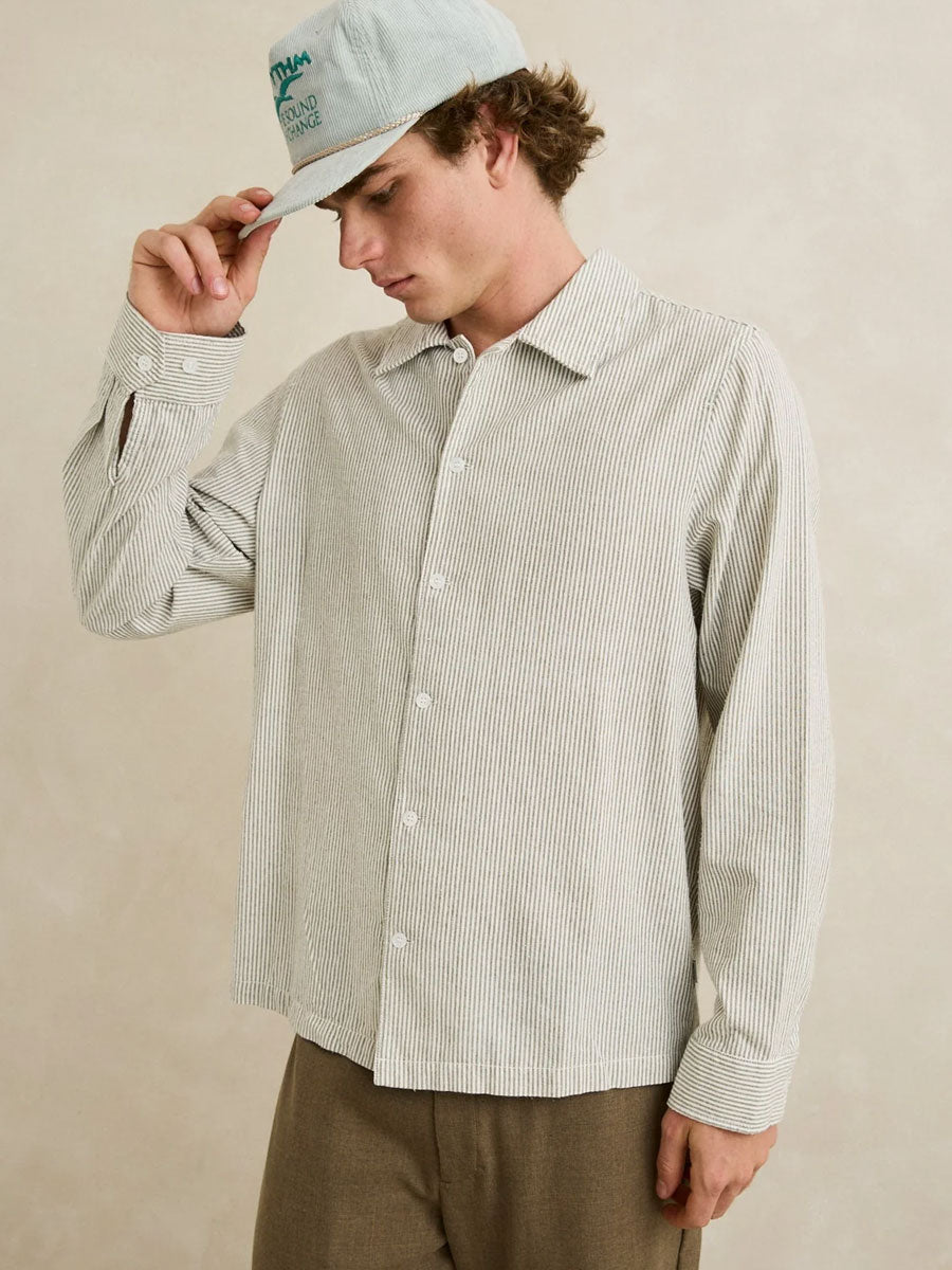 RHYTHM BANK STRIPE LONG-SLEEVE SHIRT - OLIVE
