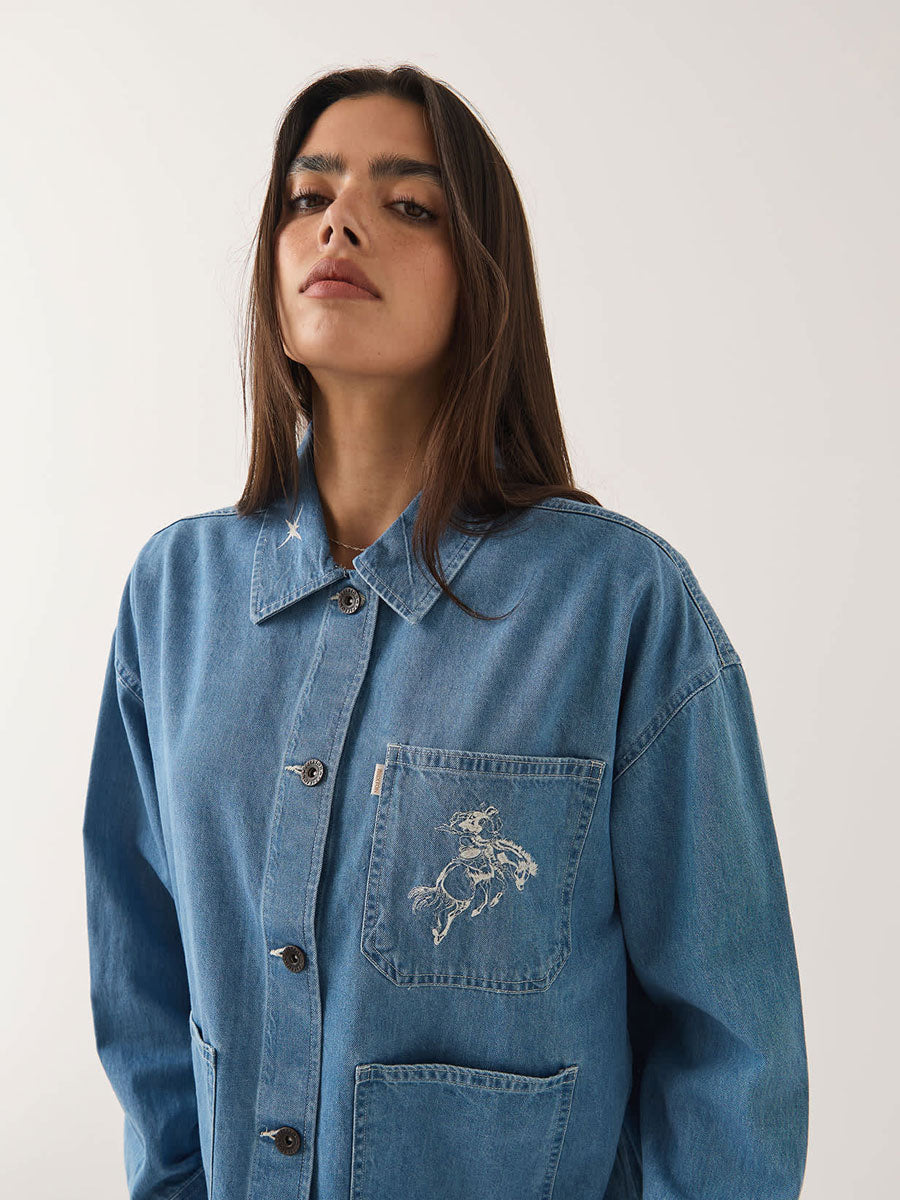 BRIXTON BARN JACKET - LIGHT STONE WASH