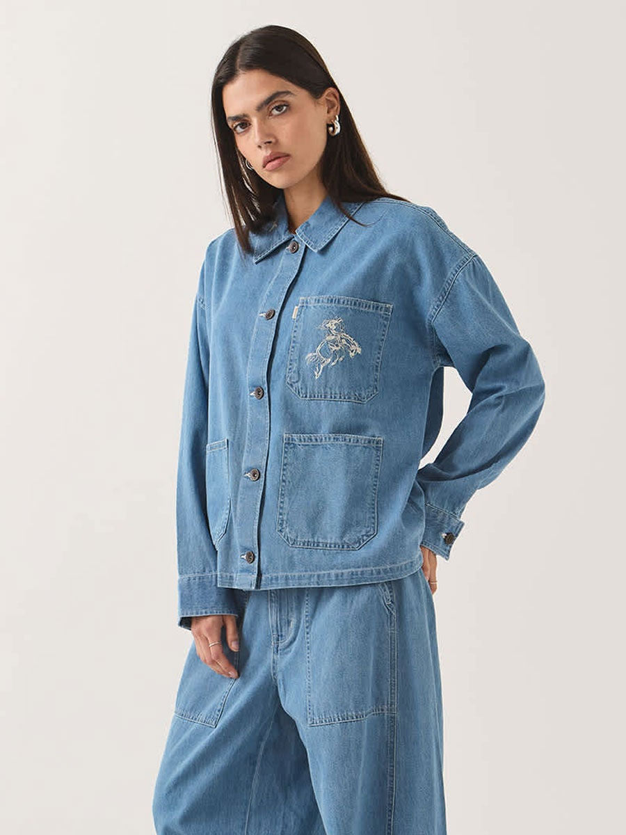 BRIXTON BARN JACKET - LIGHT STONE WASH