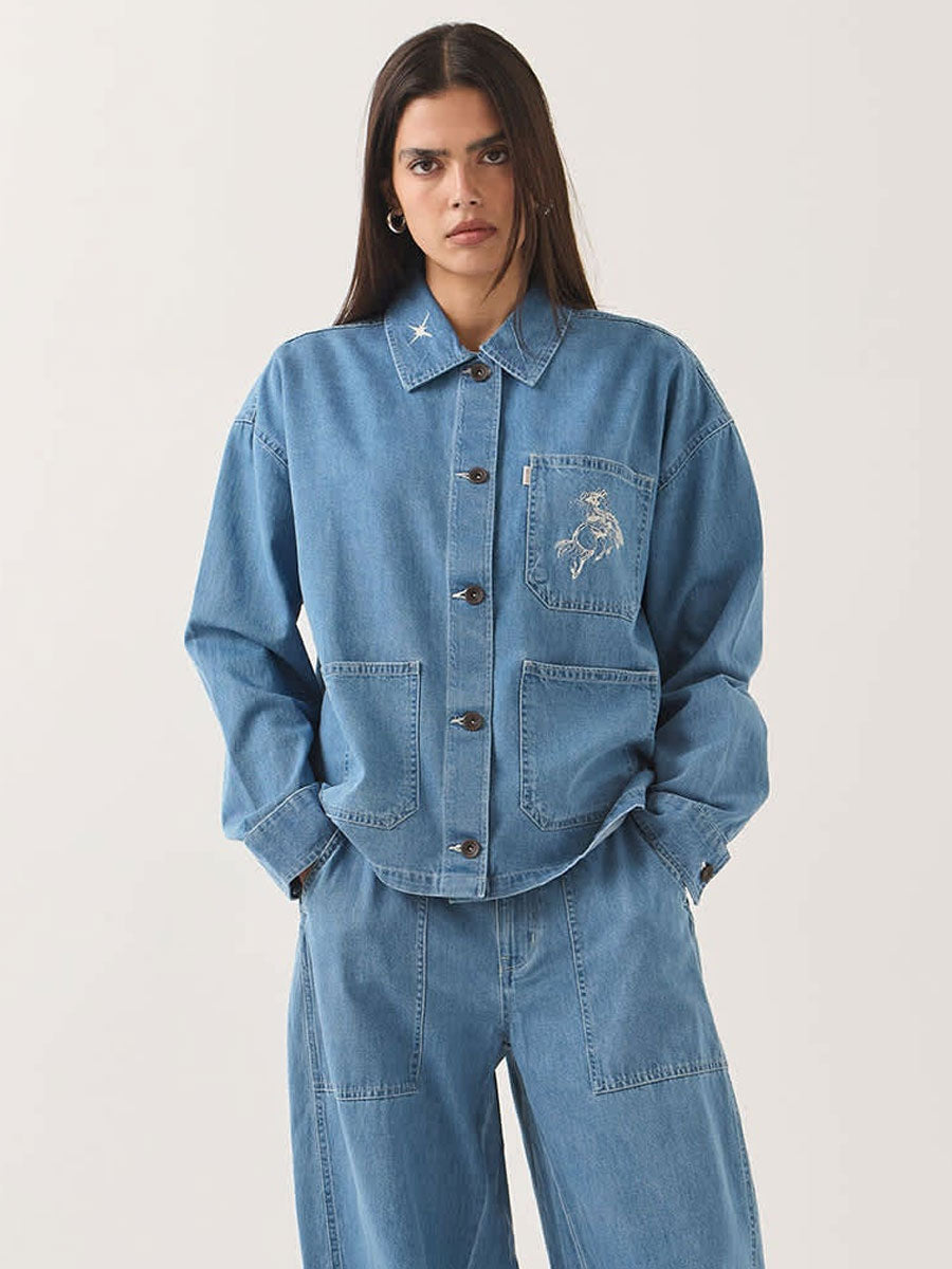 BRIXTON BARN JACKET - LIGHT STONE WASH