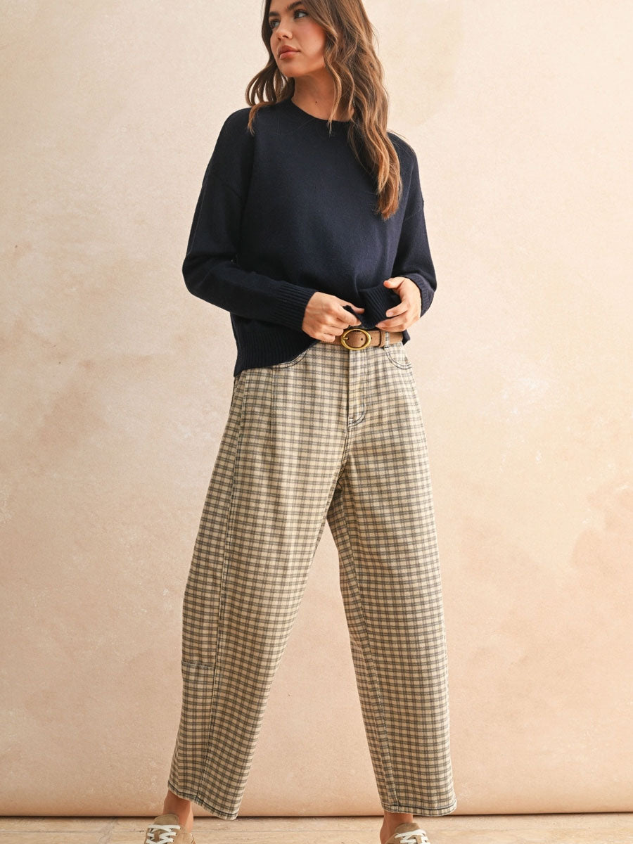 BARREL PANT - CHECKER PATTERN PANT -