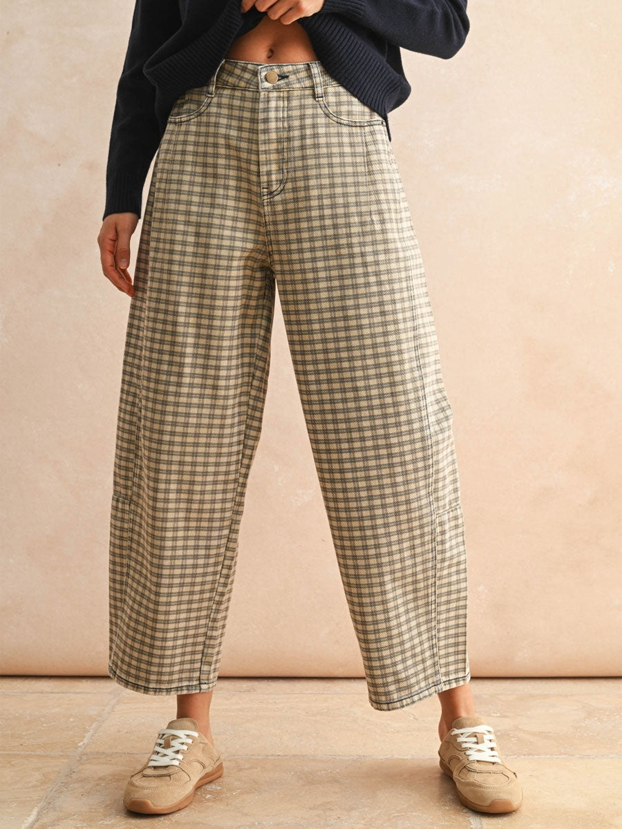 BARREL PANT - CHECKER PATTERN PANT -