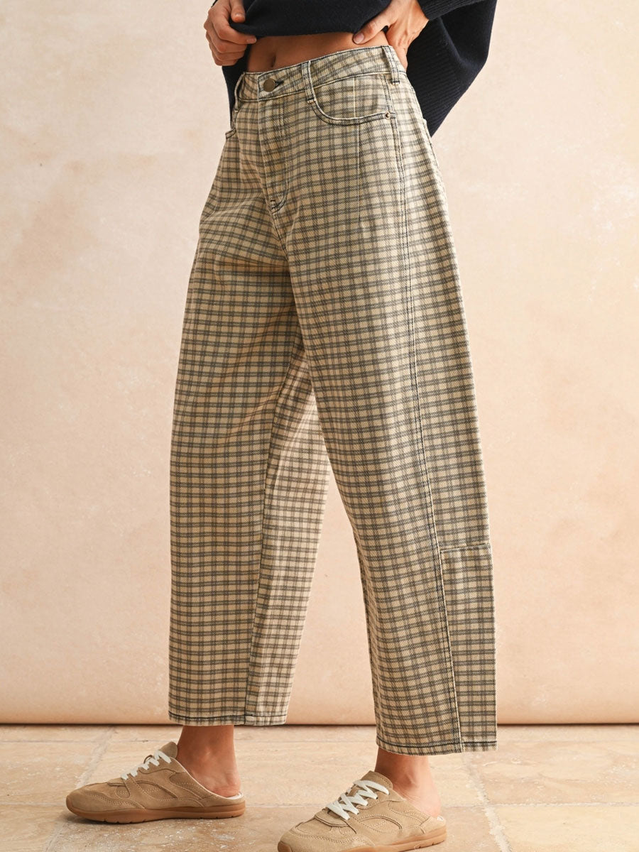 BARREL PANT - CHECKER PATTERN PANT -