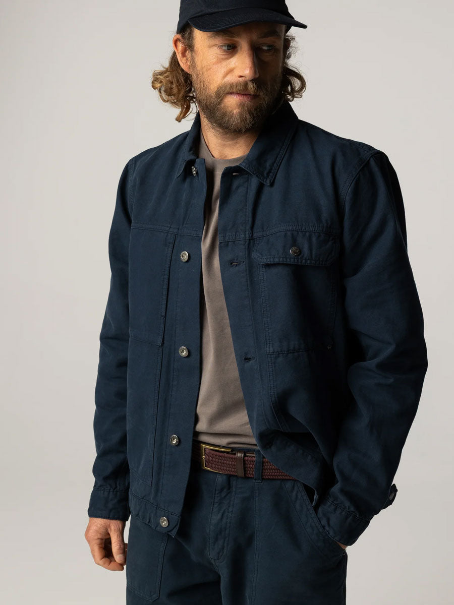 FINISTERRE BASSET TRUCKER JACKET - NAVY JACKETS FINISTERRE