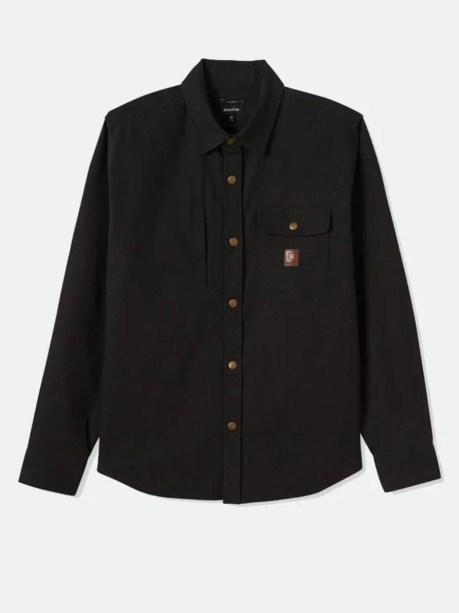 BRIXTON BUILDERS STRETCH OVERSHIRT - WASHED BLACK SHIRT -