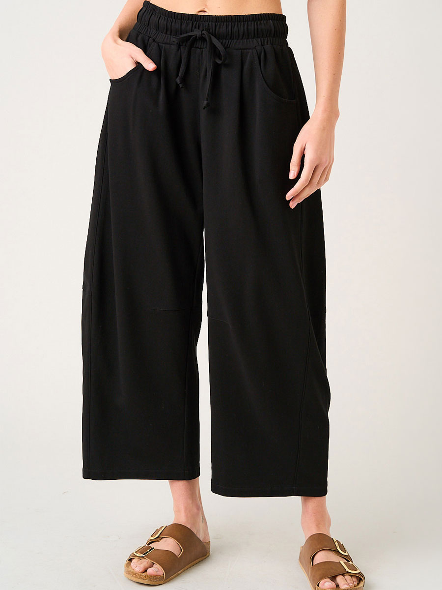 COTTON FRENCH TERRY PULL-ON BARREL - BLACK