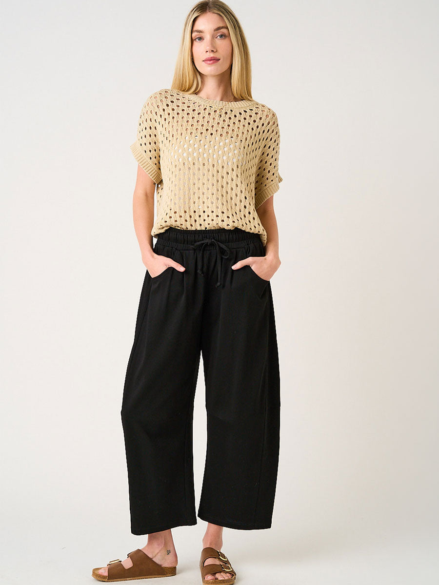 COTTON FRENCH TERRY PULL-ON BARREL - BLACK
