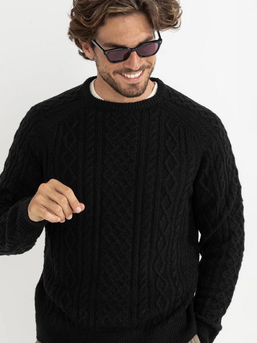 RHYTHM MOHAIR KNIT SWEATER - BLACK SWEATER -