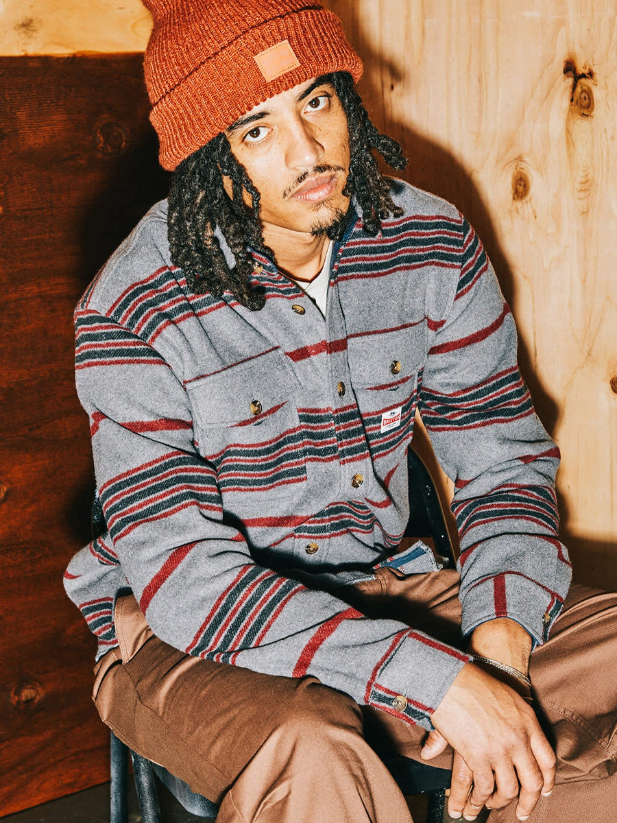 BRIXTON ALTERED THREADS OVERSHIRT - MULTI BLANKET STRIPE SHIRT JACKET -