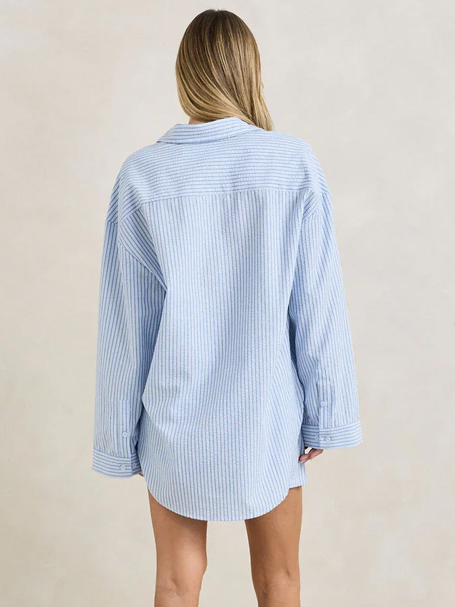 RHYTHM OVERSWIM STRIPE SHIRT - BLUE