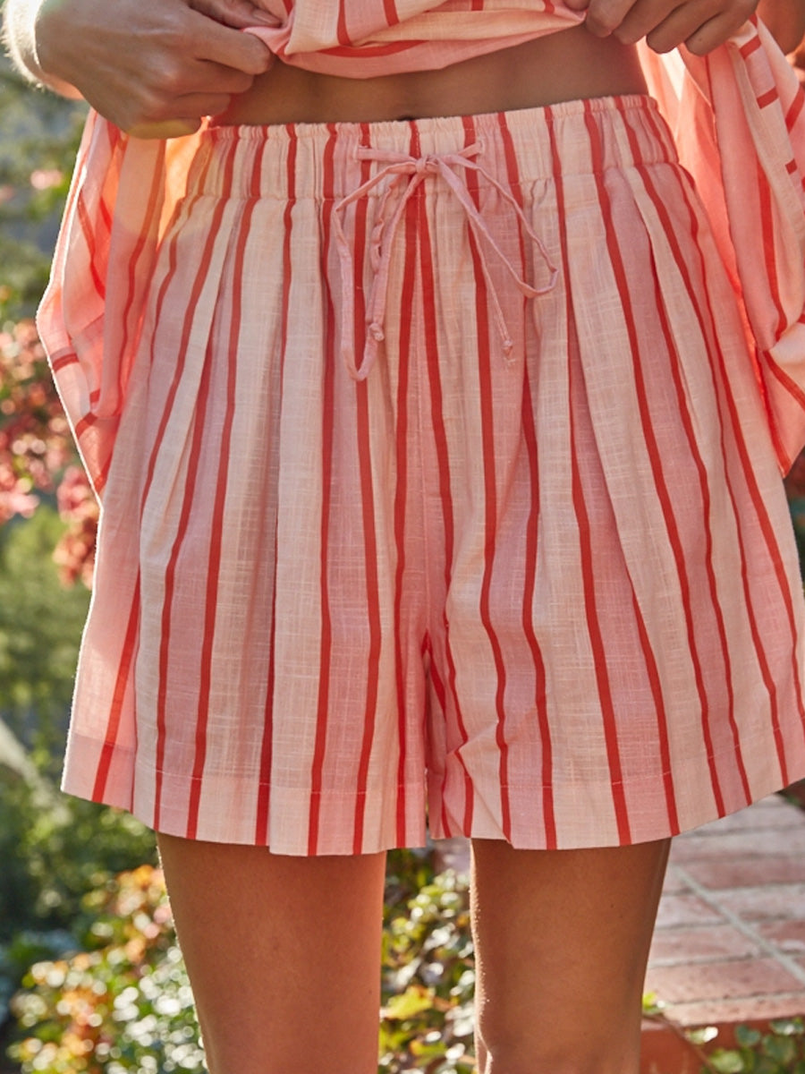 WOVEN COTTTON STRIPED SHORTS - BLUSH SHORTS BY TOGETHER