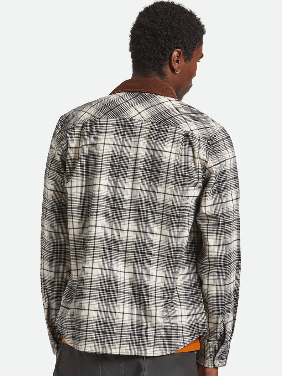 BRIXTON BUILDERS BOWERY PERF FLANNEL - OFF WHITE/BLACK SHIRT JACKET -