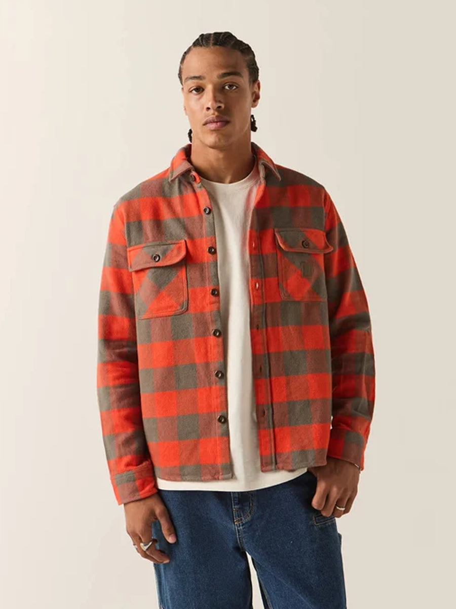 BRIXTON BOWERY HEAVY WEIGHT FLANNEL - WASHED RED/GREY