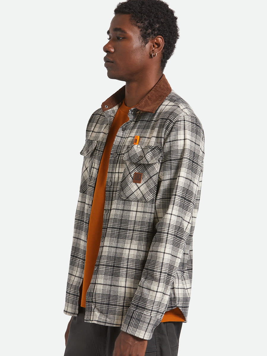 BRIXTON BUILDERS BOWERY PERF FLANNEL - OFF WHITE/BLACK SHIRT JACKET -