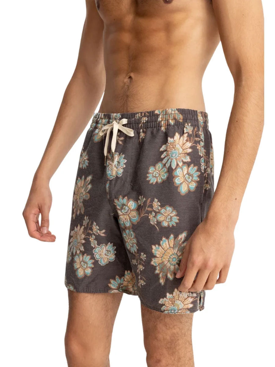 RHYTHM TROPICAL FLORAL BEACH SHORT - CHOCOLATE