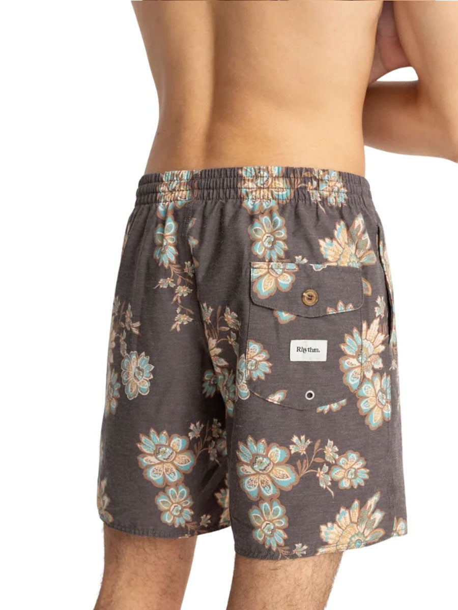 RHYTHM TROPICAL FLORAL BEACH SHORT - CHOCOLATE
