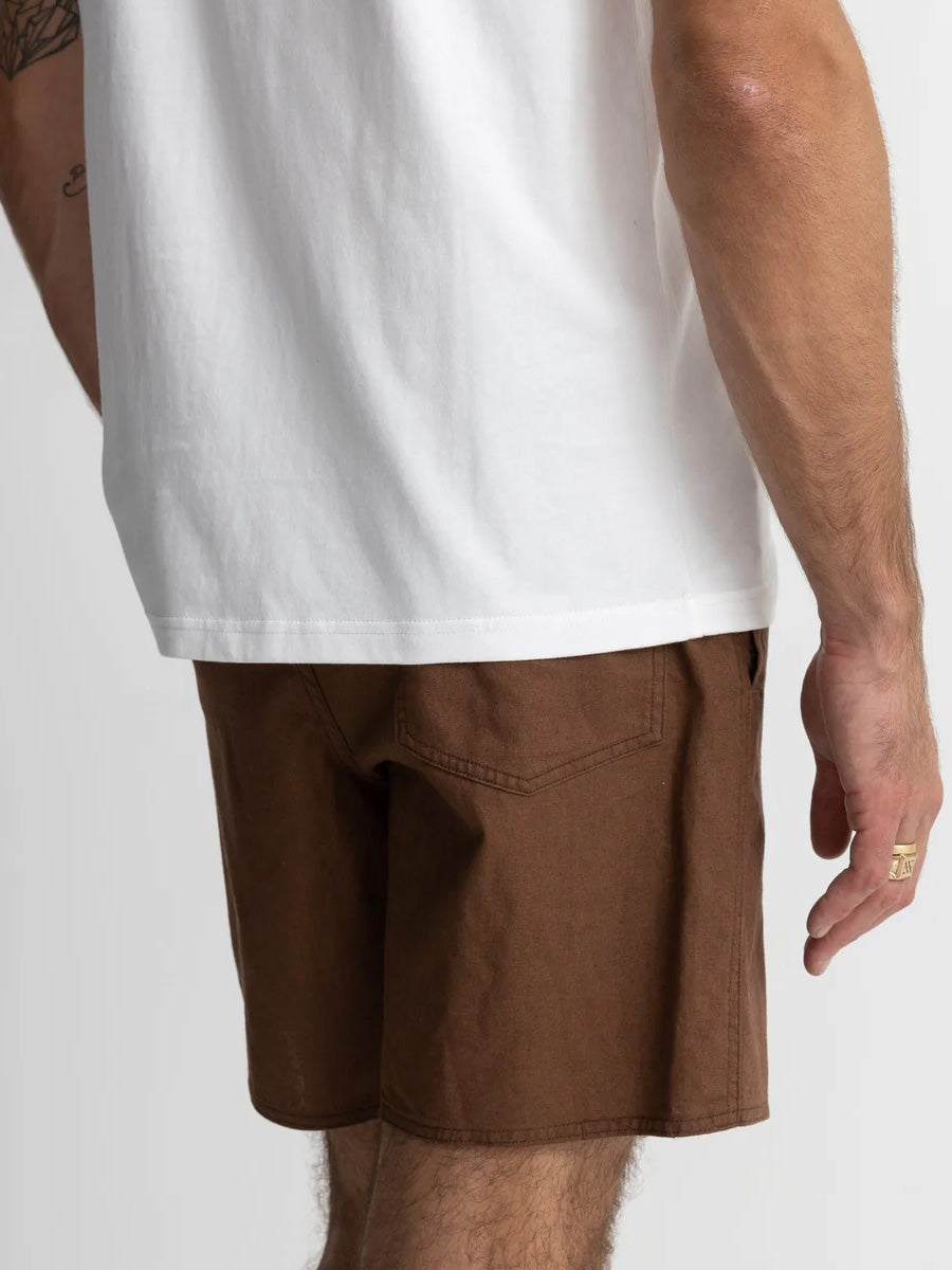RHYTHM CLASSIC LINEN JAM SHORT - CHOCOLATE SHORTS RHYTHM