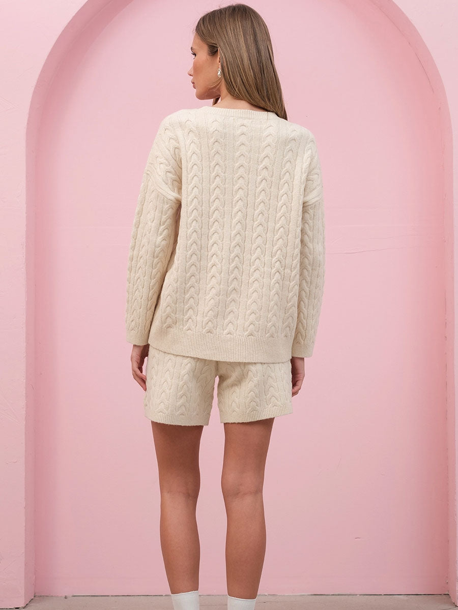 LIGHT CABLE SHORT - BEIGE SHORTS OAK CLOTHING CO.