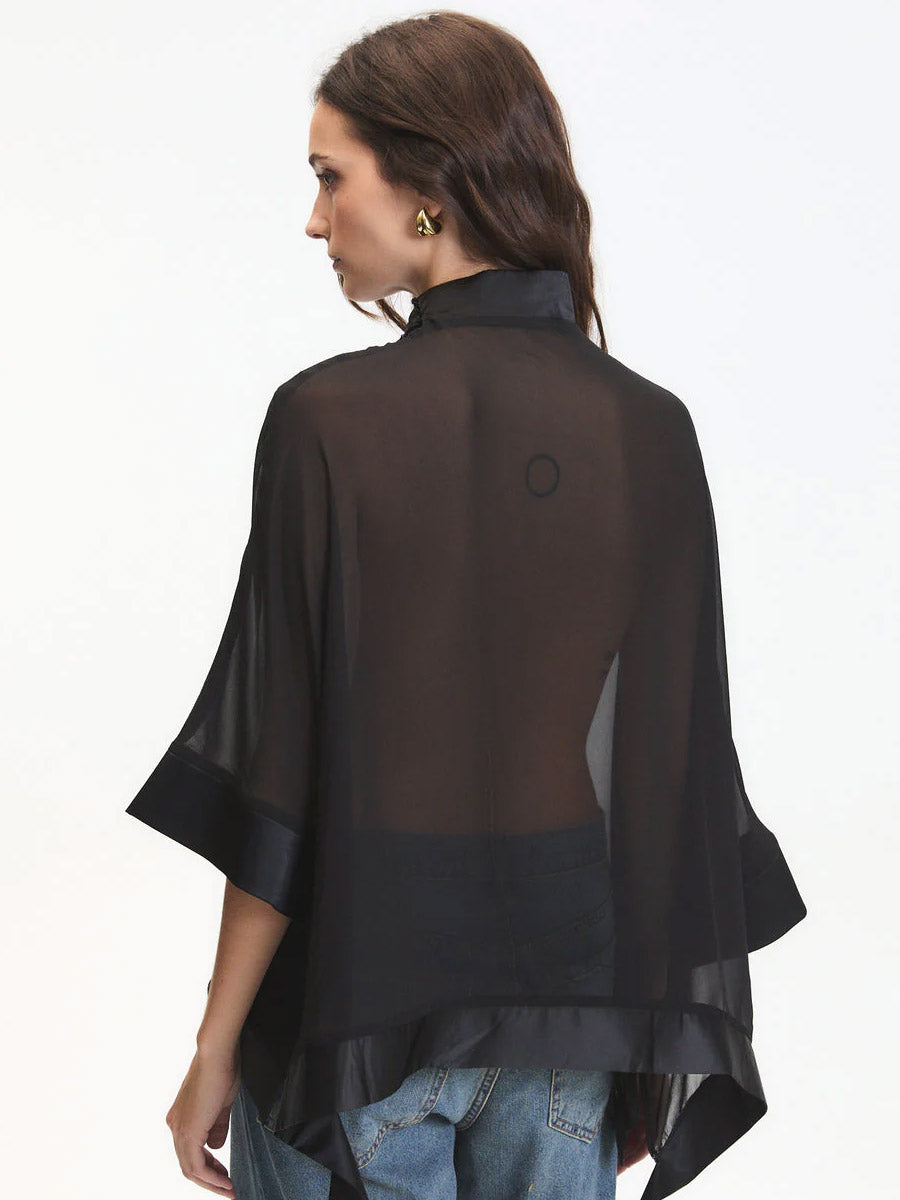 CARTER SHEER BLOUSE - BLACK SHIRT -