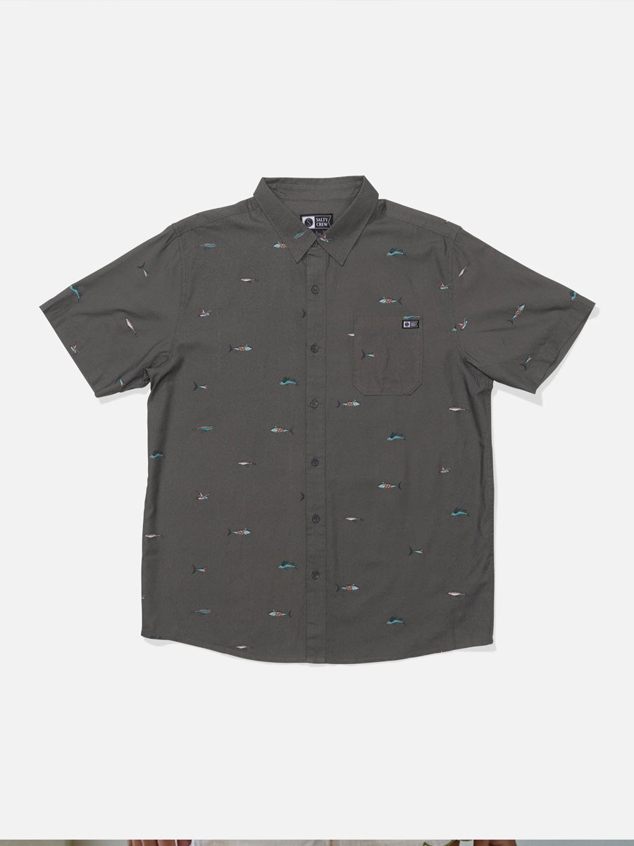SALTY CREW CREW SHORT-SLEEVE BUTTON UP - CHARCOAL