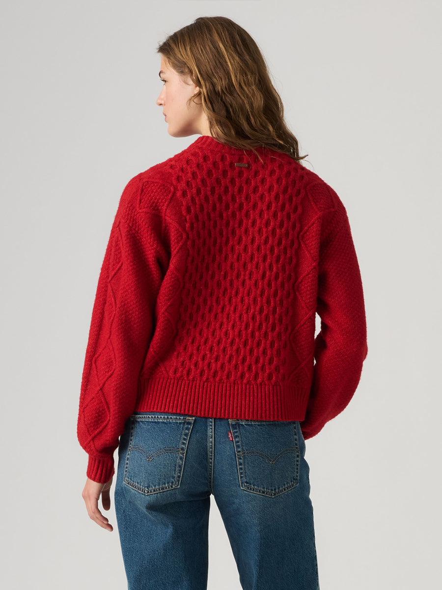LEVI'S CHARLOTTE CREWNECK CARDIGAN - EMBOLDENED / RED