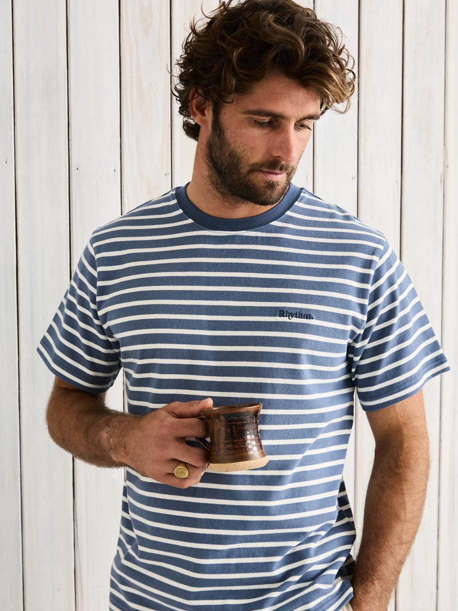 RHYTHM CHASM SHORT-SLEEVE T-SHIRT - BLUE TSHIRT -