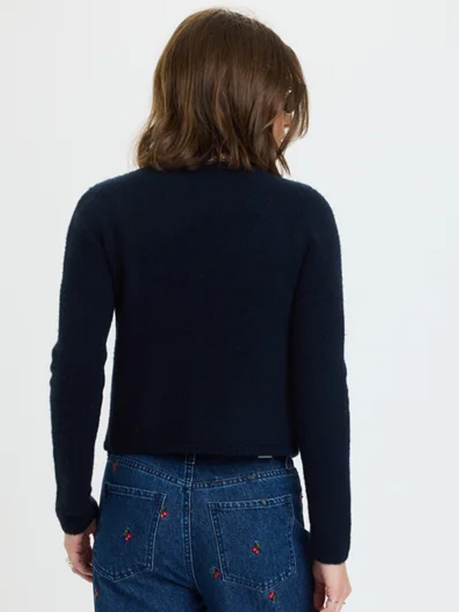 DAZE DENIM MUSE EMBROIDERED FITTED CARDIGAN - CHERRY | OAK CLOTHING CO