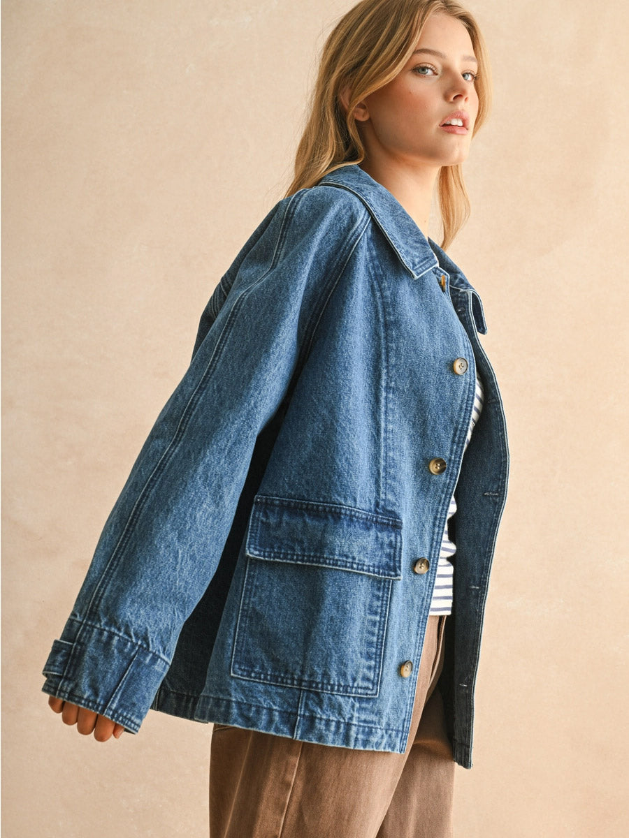 DENIM CASUAL CHORE COAT JACKETS -