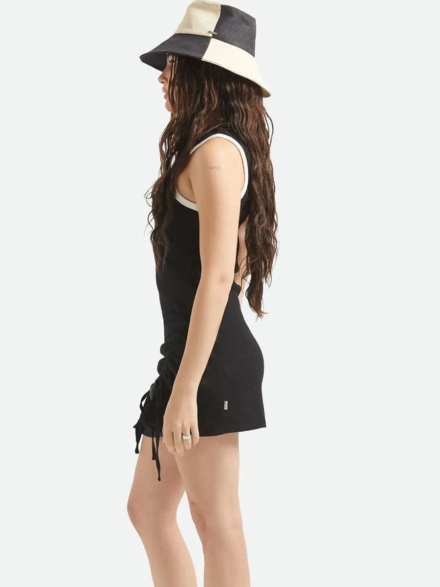 BRIXTON RIBBED CINCH MINI DRESS - BLACK/OFF WHITE DRESSES BRIXTON