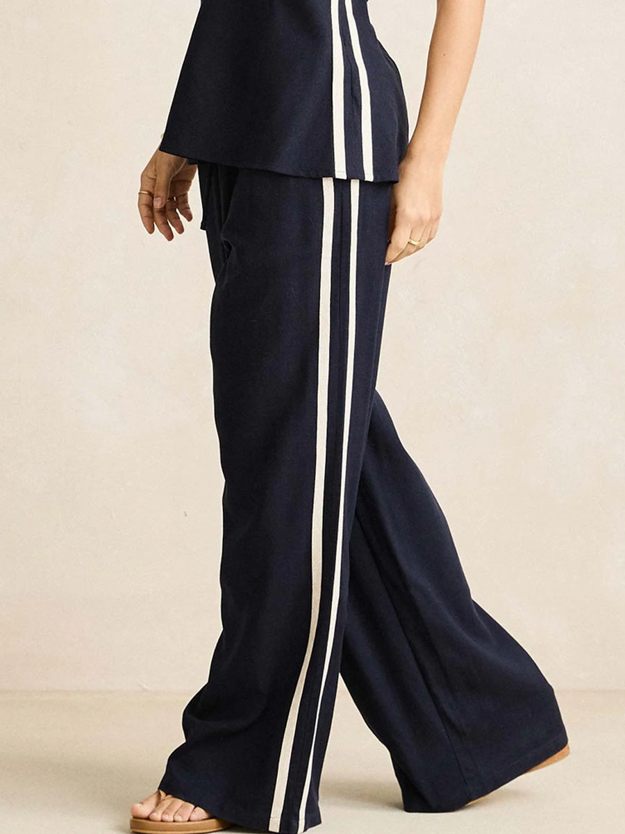 RHYTHM CONTRAST LINEN TRACK PANT - OCEAN