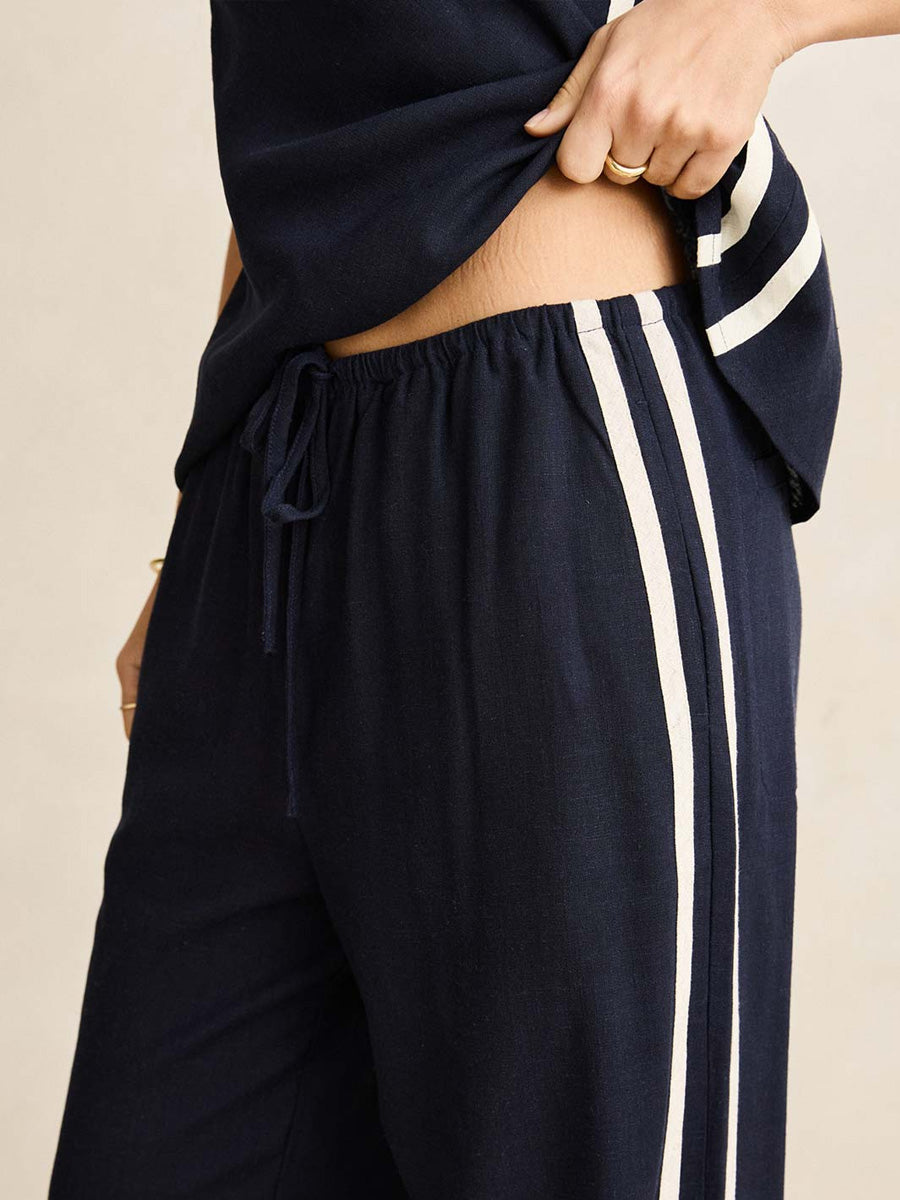 RHYTHM CONTRAST LINEN TRACK PANT - OCEAN