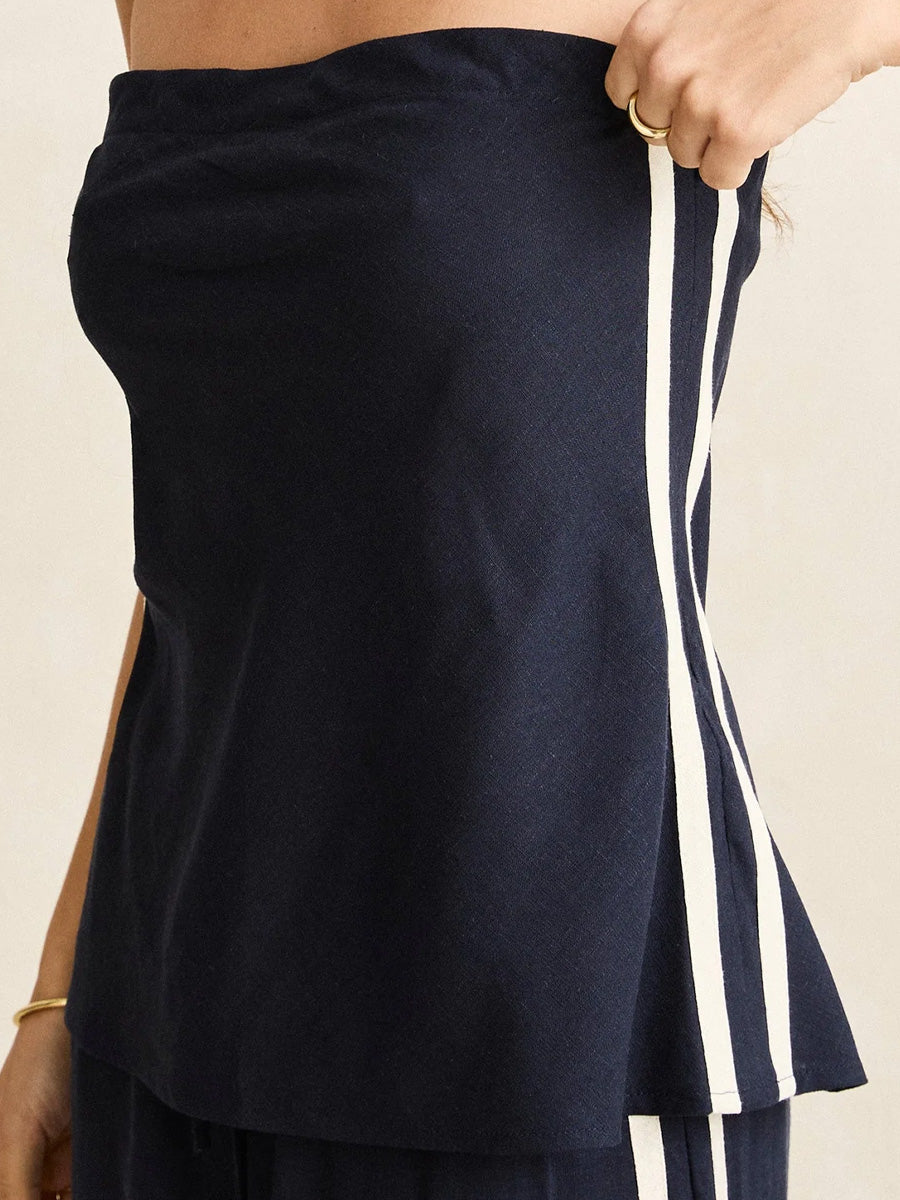 RHYTHM CONTRAST LINEN STRAPLESS TOP - OCEAN