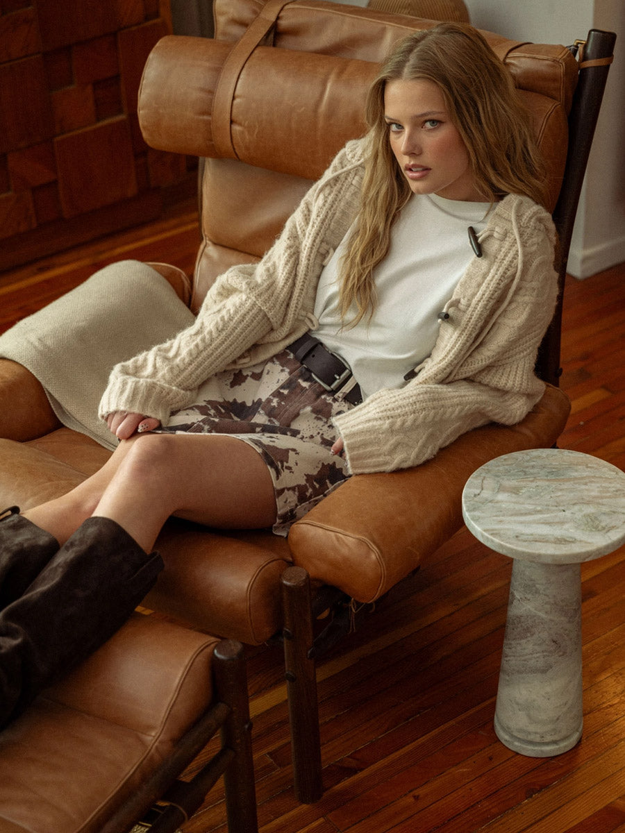 COW PRINT MINI SKIRT SKIRT -