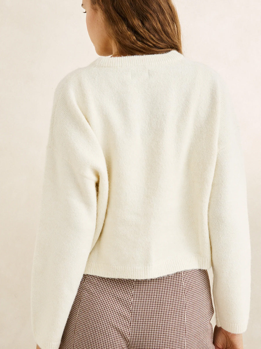 RHYTHM ESTELLE FLUFFY CREW NECK KNIT - CREAM