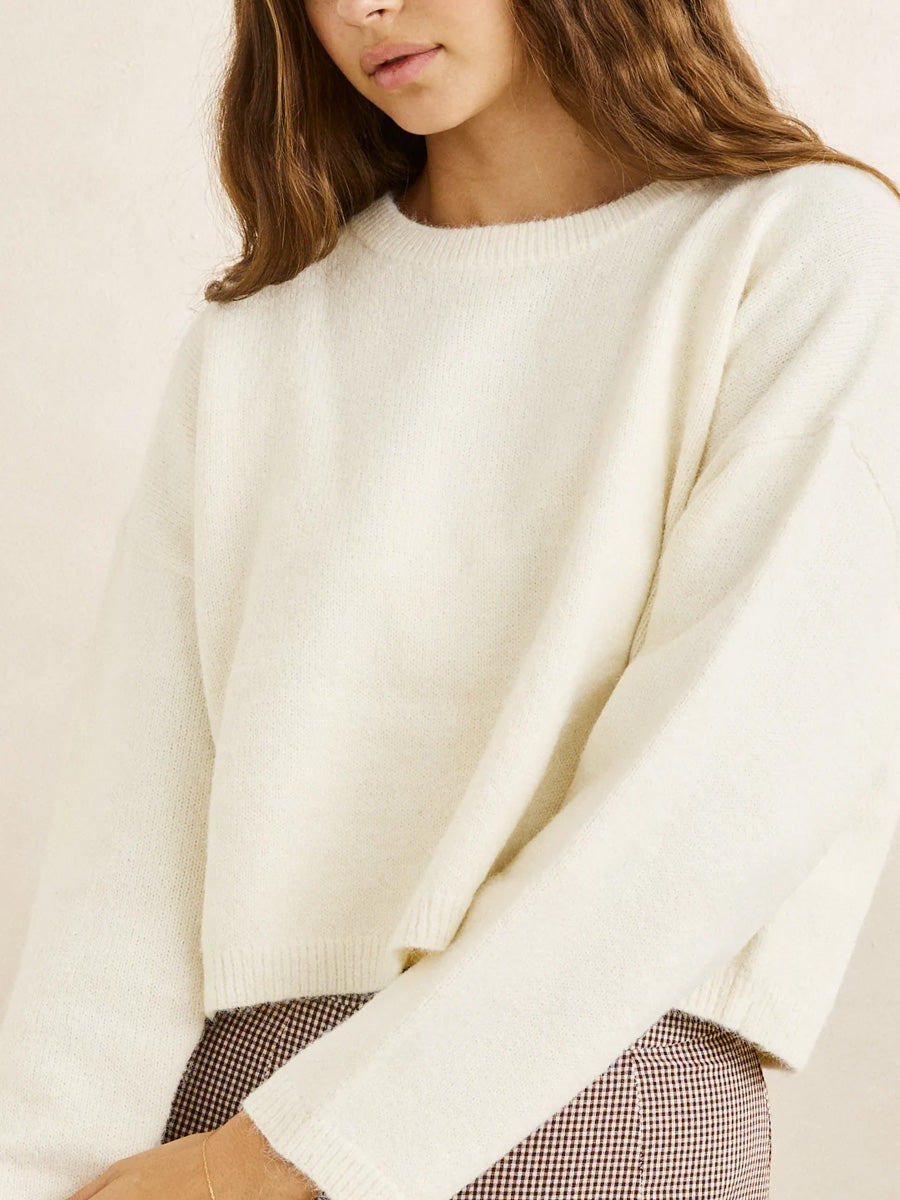 RHYTHM ESTELLE FLUFFY CREW NECK KNIT - CREAM