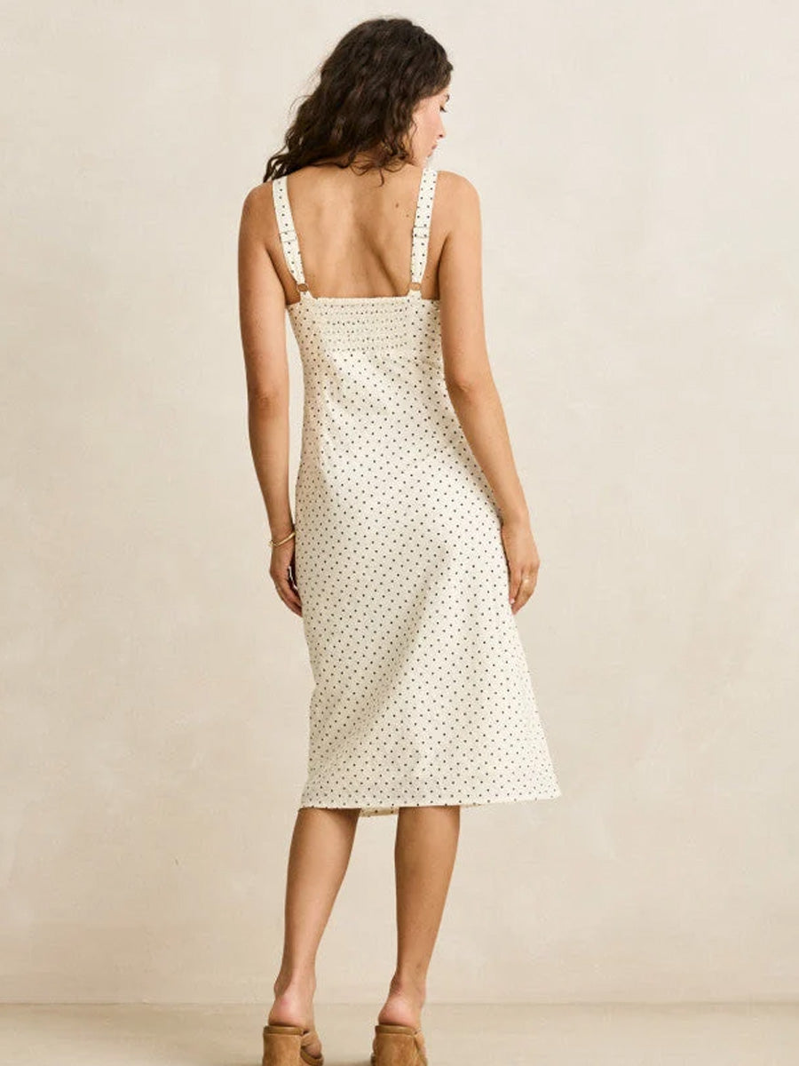 RHYTHM POLKA MIDI DRESS - CREAM