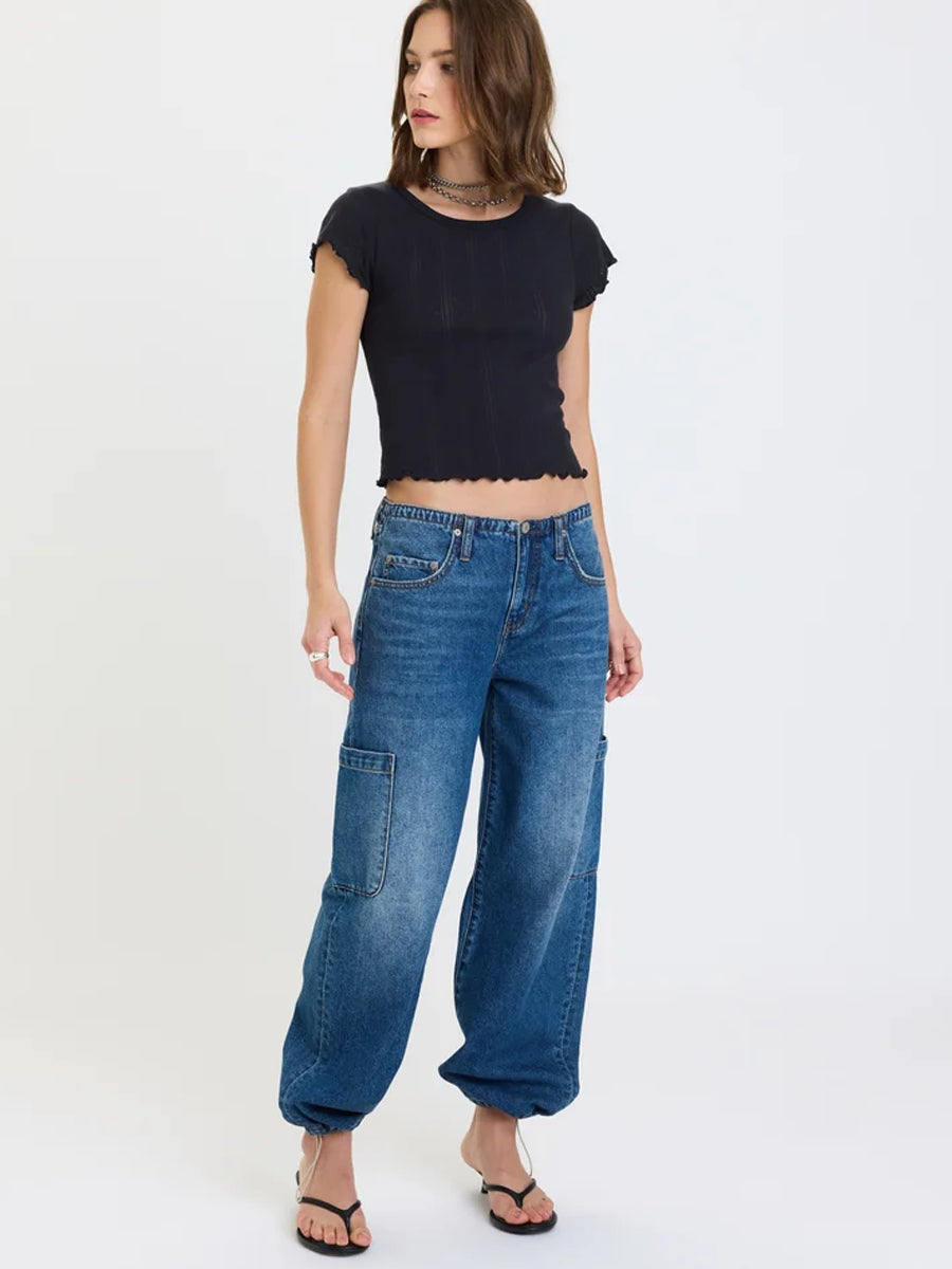 DAZE DENIM MIRAGE MID RISE CARGO HAREM PANT - SNAP