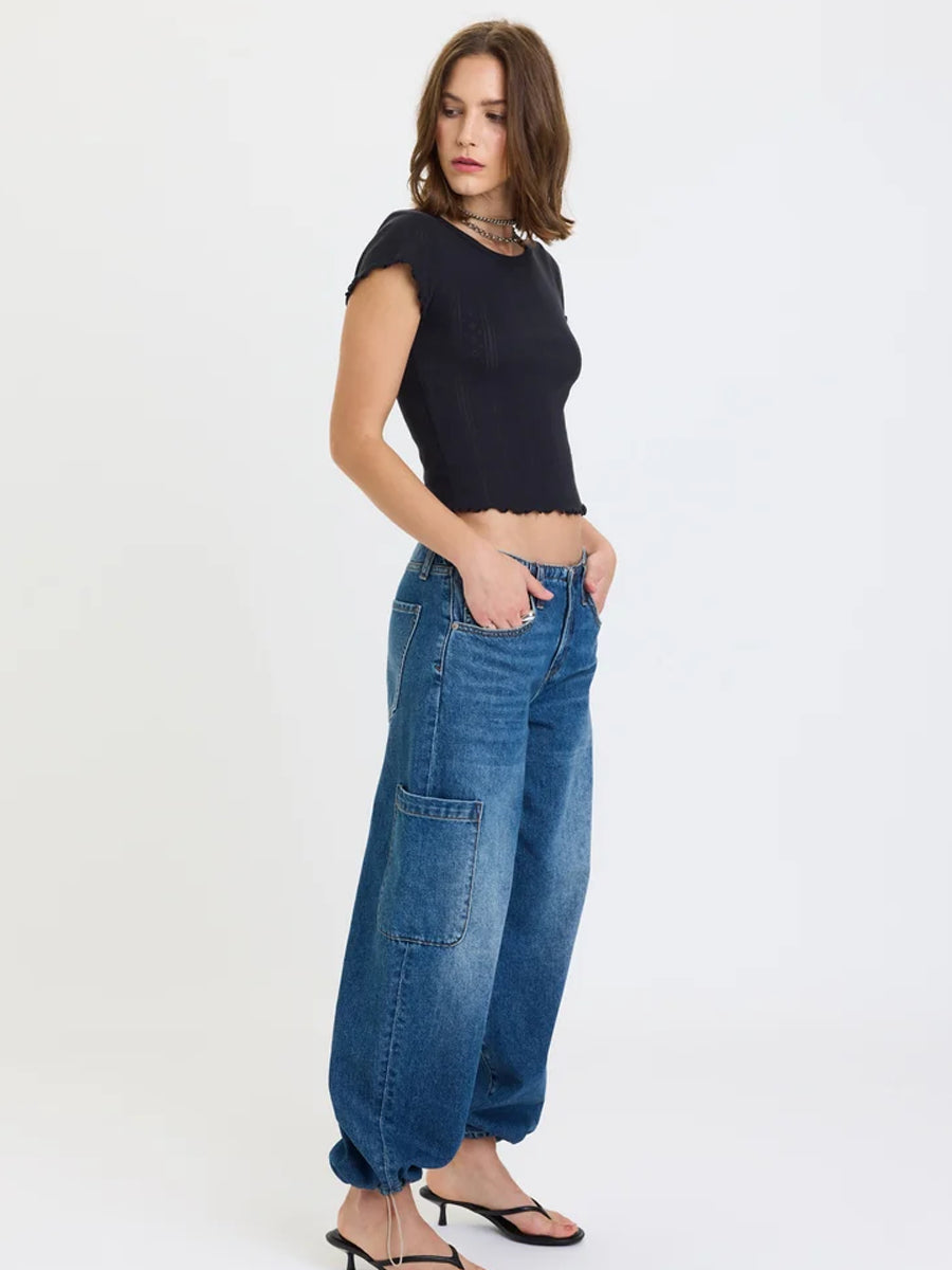 DAZE DENIM MIRAGE MID RISE CARGO HAREM PANT - SNAP