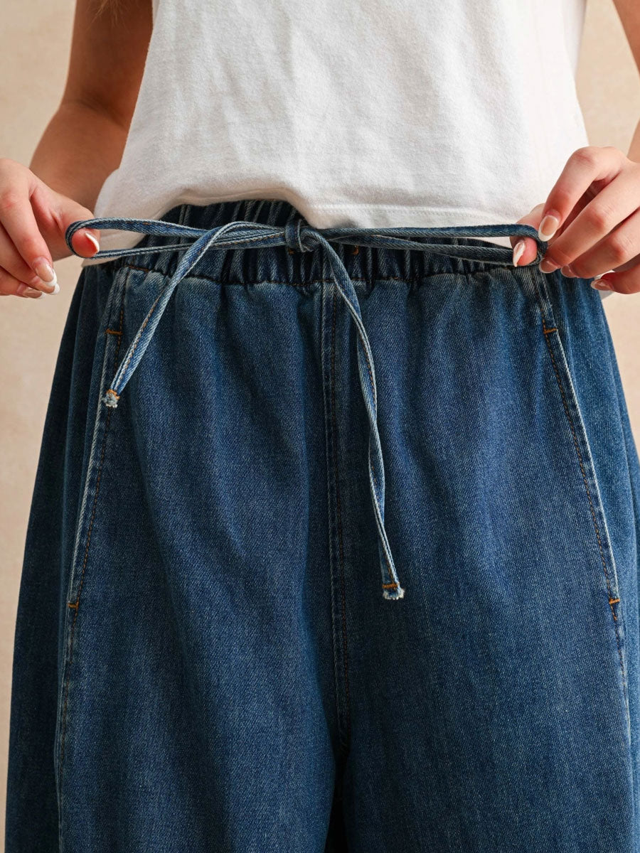 LOOSE BARREL ELASTIC WAIST BAND PANTS Coats & Jackets -