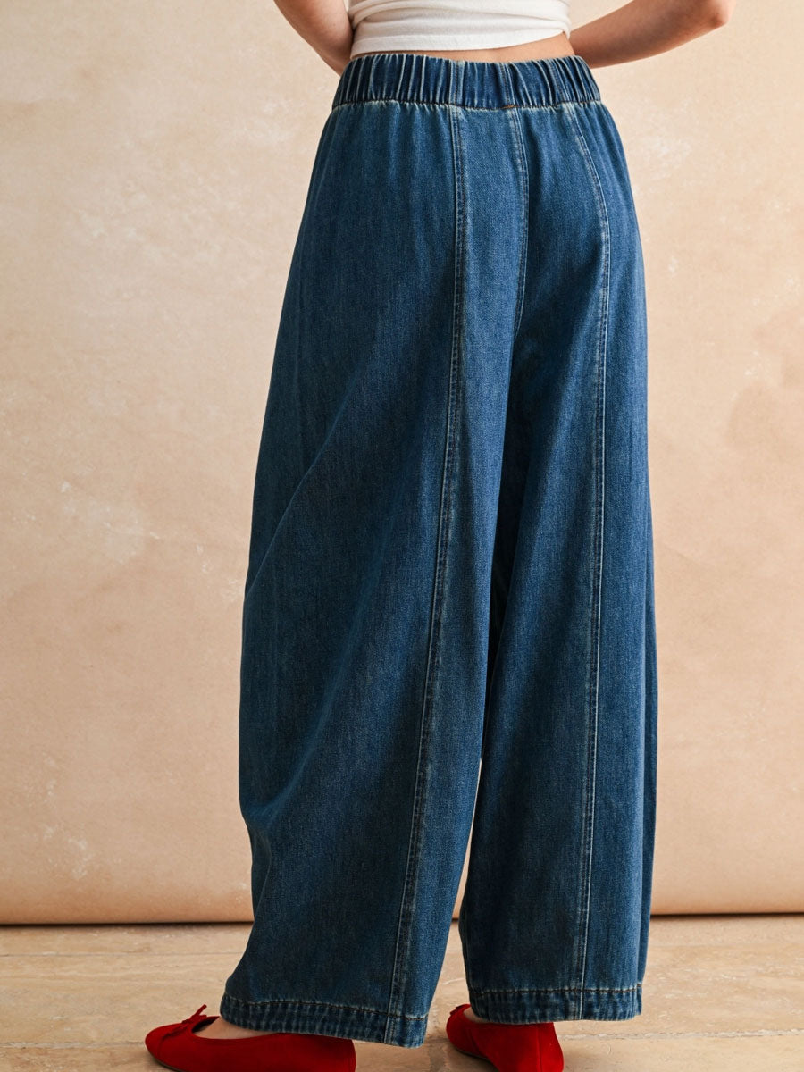 LOOSE BARREL ELASTIC WAIST BAND PANTS Coats & Jackets -