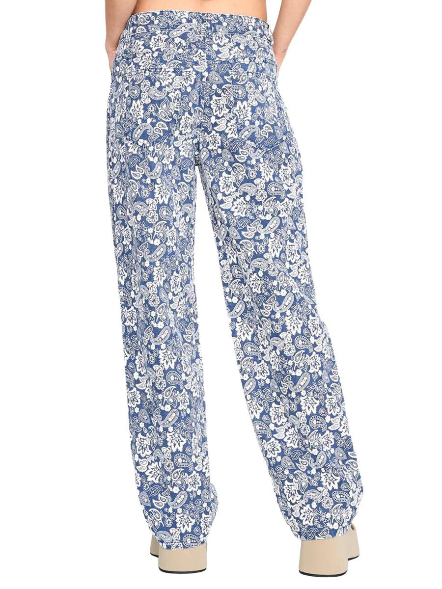 PAISLEY DENIM PANTS - BLUE