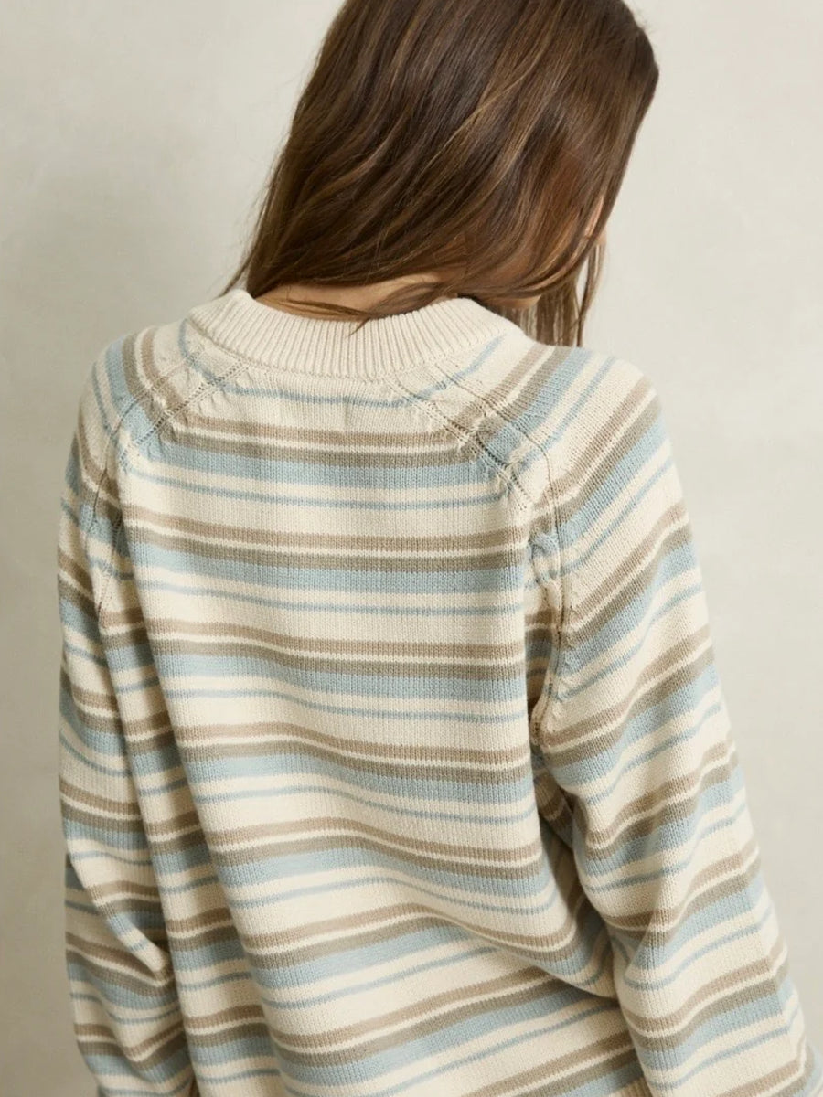 RHYTHM DISTANT SHORES STRIPED SWEATER - BABY BLUE
