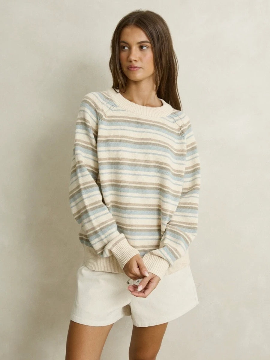 RHYTHM DISTANT SHORES STRIPED SWEATER - BABY BLUE