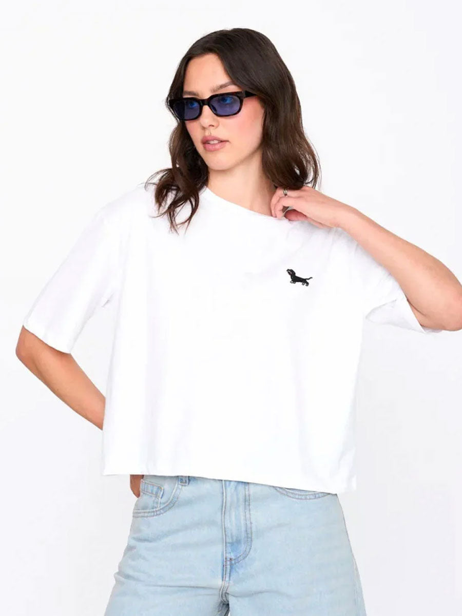 EMBROIDERED DOG TEE - WHITE