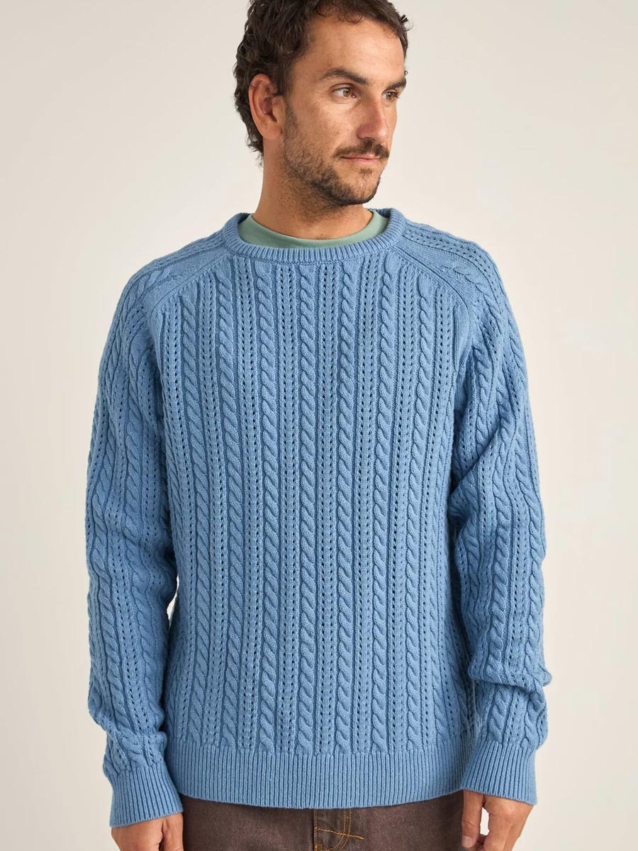RHYTHM DOHENY POINTELLE CREW KNIT - SLATE SWEATER -
