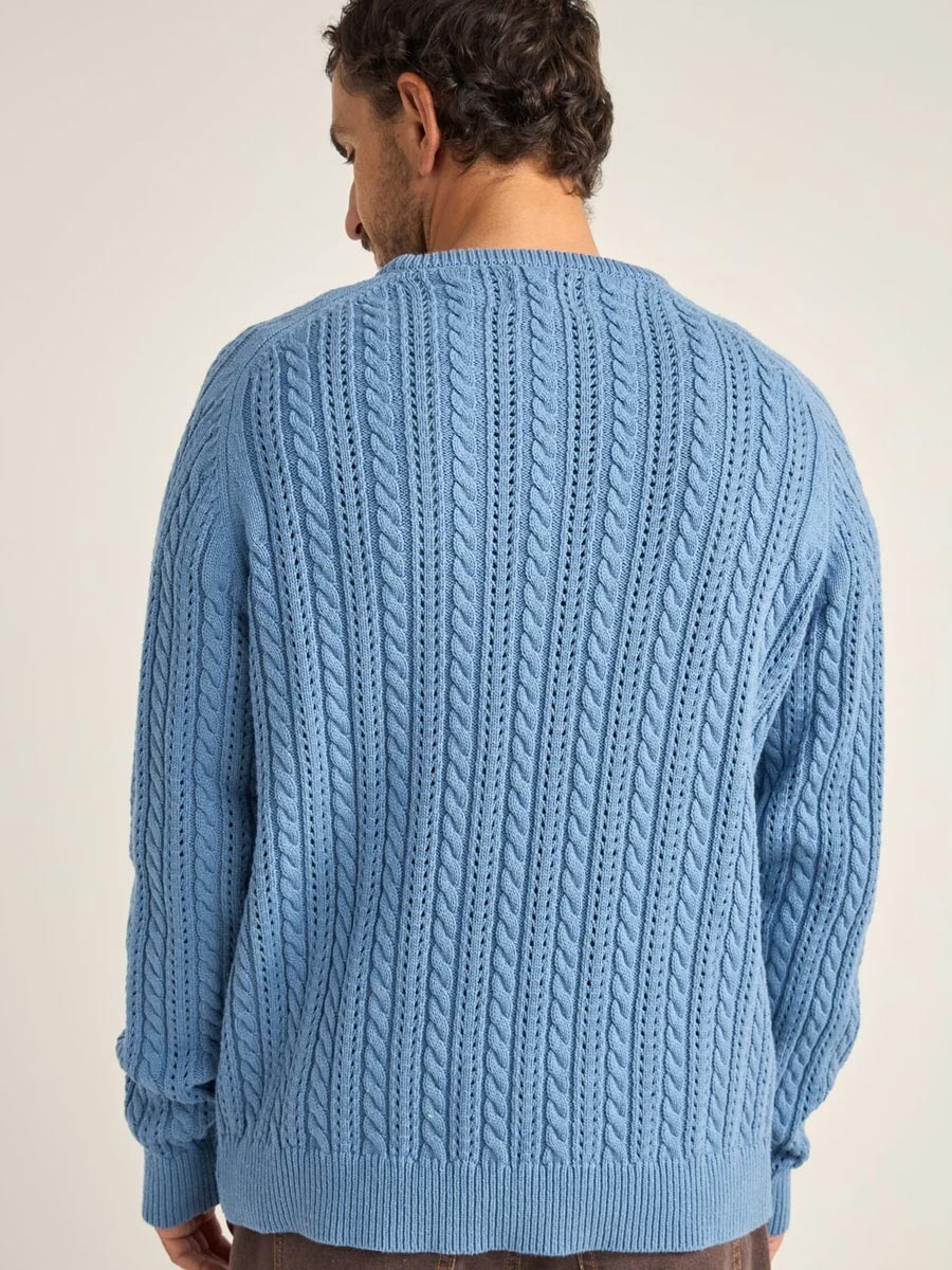 RHYTHM DOHENY POINTELLE CREW KNIT - SLATE SWEATER -