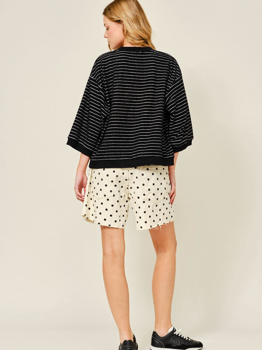 DOT BARREL SHORTS WITH EYELET WAIST - CREAM SHORTS -